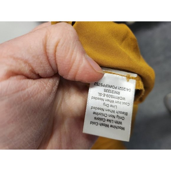 Roan + Ryan Womens Talulah BOHO Midi Dress Small Mustard Yellow Ruffled V-Neck - Picture 11 of 12